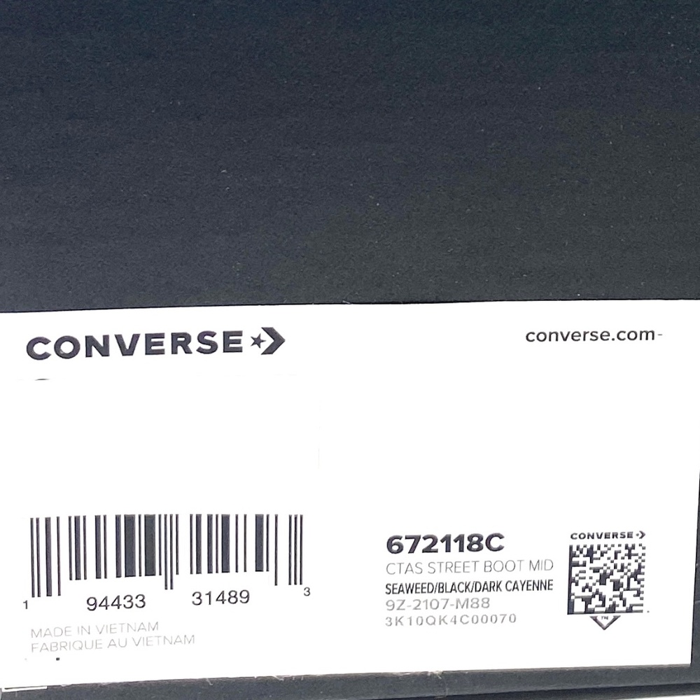 Converse Chuck Taylor Street Mid Top Green Kids Women's Leather Sneakers 672118C - Picture 9 of 10